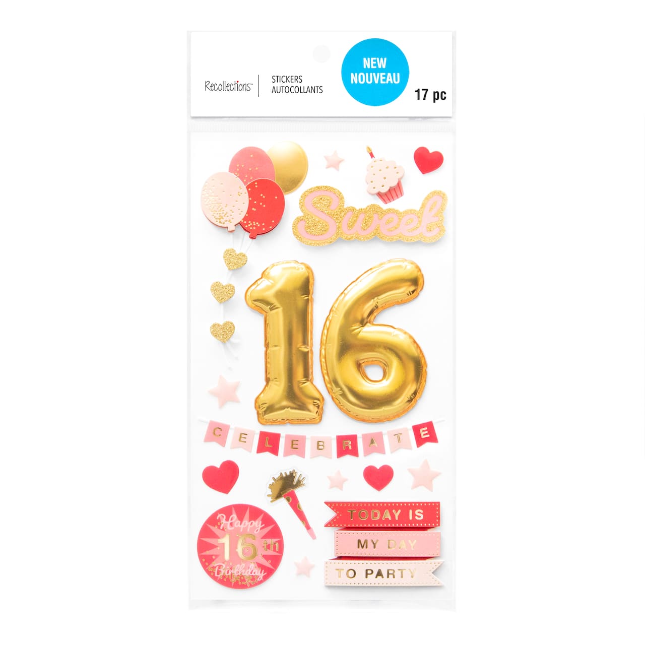 12 Pack: Sweet 16 Dimensional Stickers by Recollections™